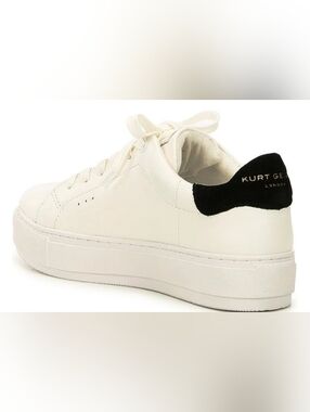 Kurt Geiger Cream Leather Platform Sneaker with Black Heel Accent